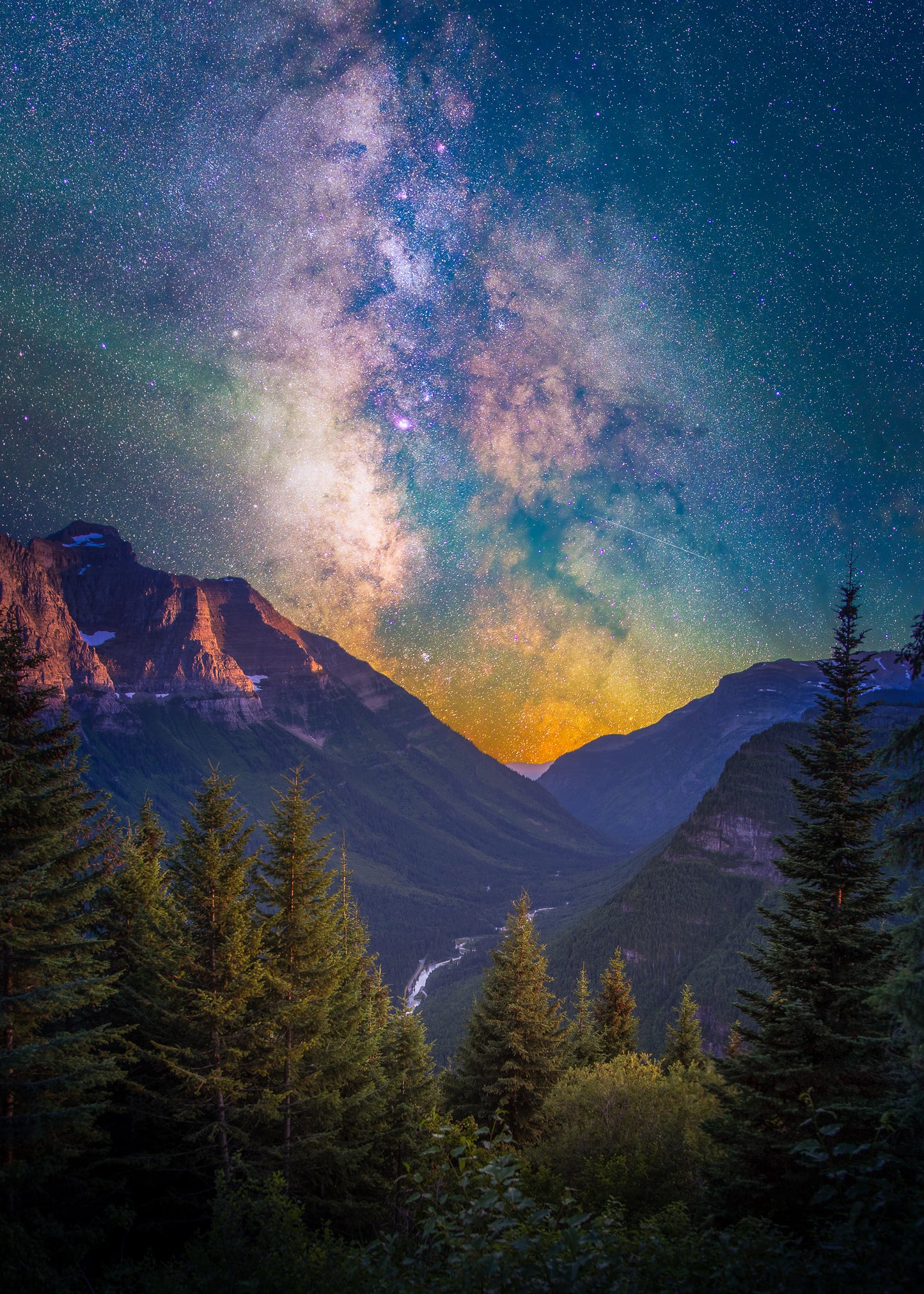 Going to the Sun Road, Milky Way From Glacier National Park, Montana - Metal Print