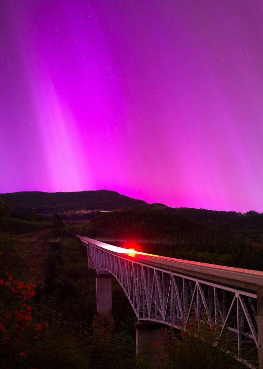 Aurora Borealis Above Hoffstadt Creek Bridge - Lustre Paper Print