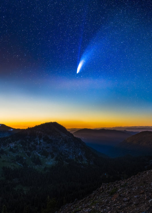 Comet Neowise From Sunrise Visitor Center, Mount Rainier National Park - Lustre Paper Print