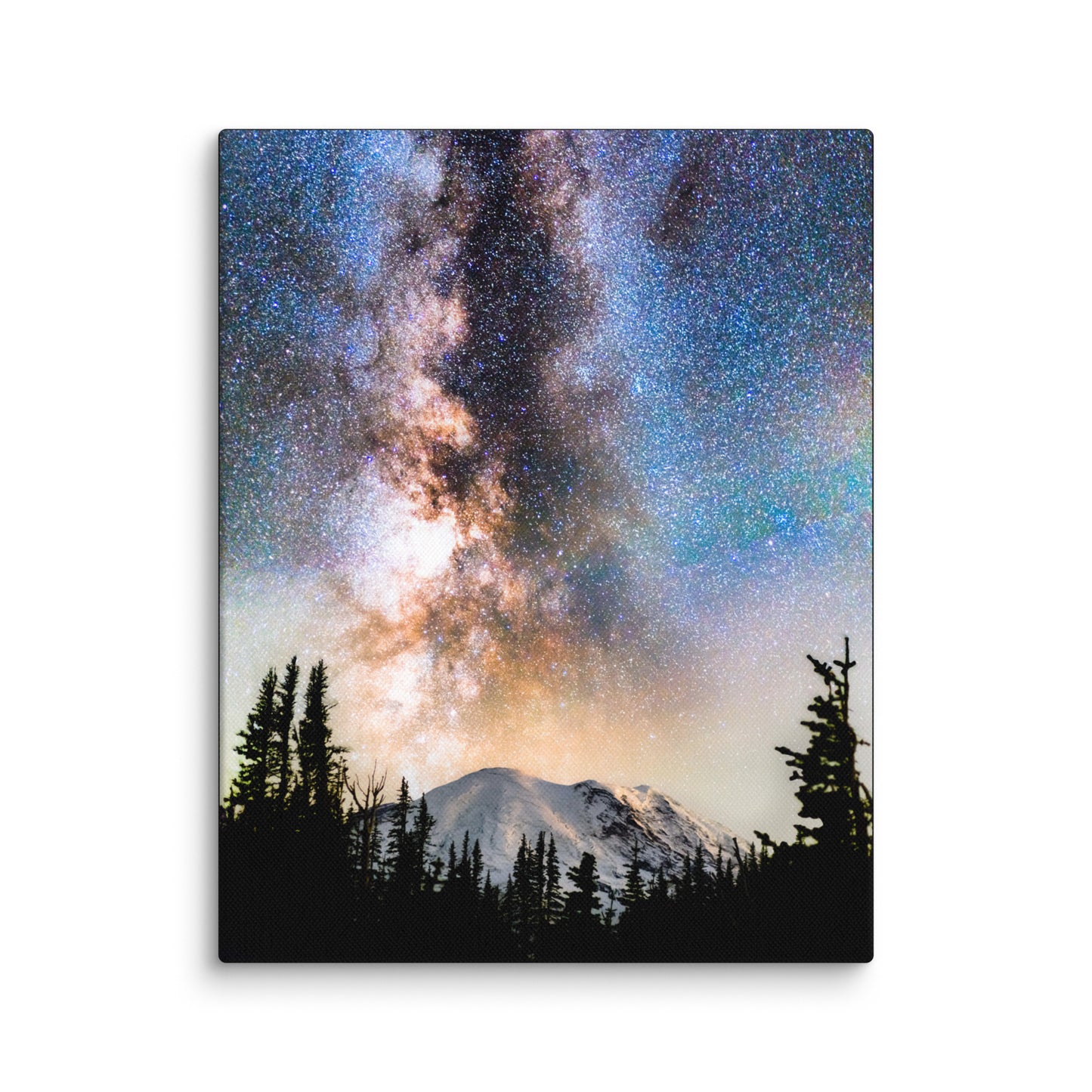 Volcano, Milky Way Rising Over Mount Rainier - Canvas Print