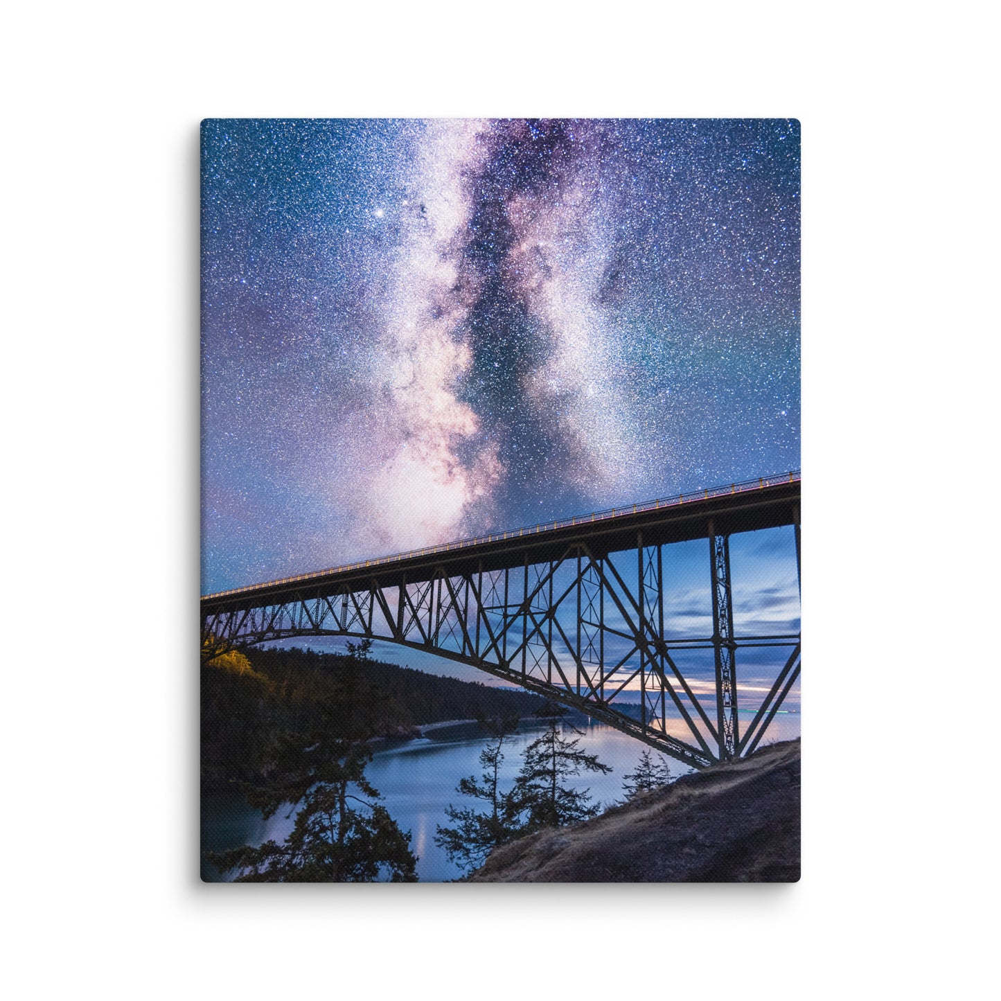 Milky Way Over Deception Pass Bridge - Canvas Print