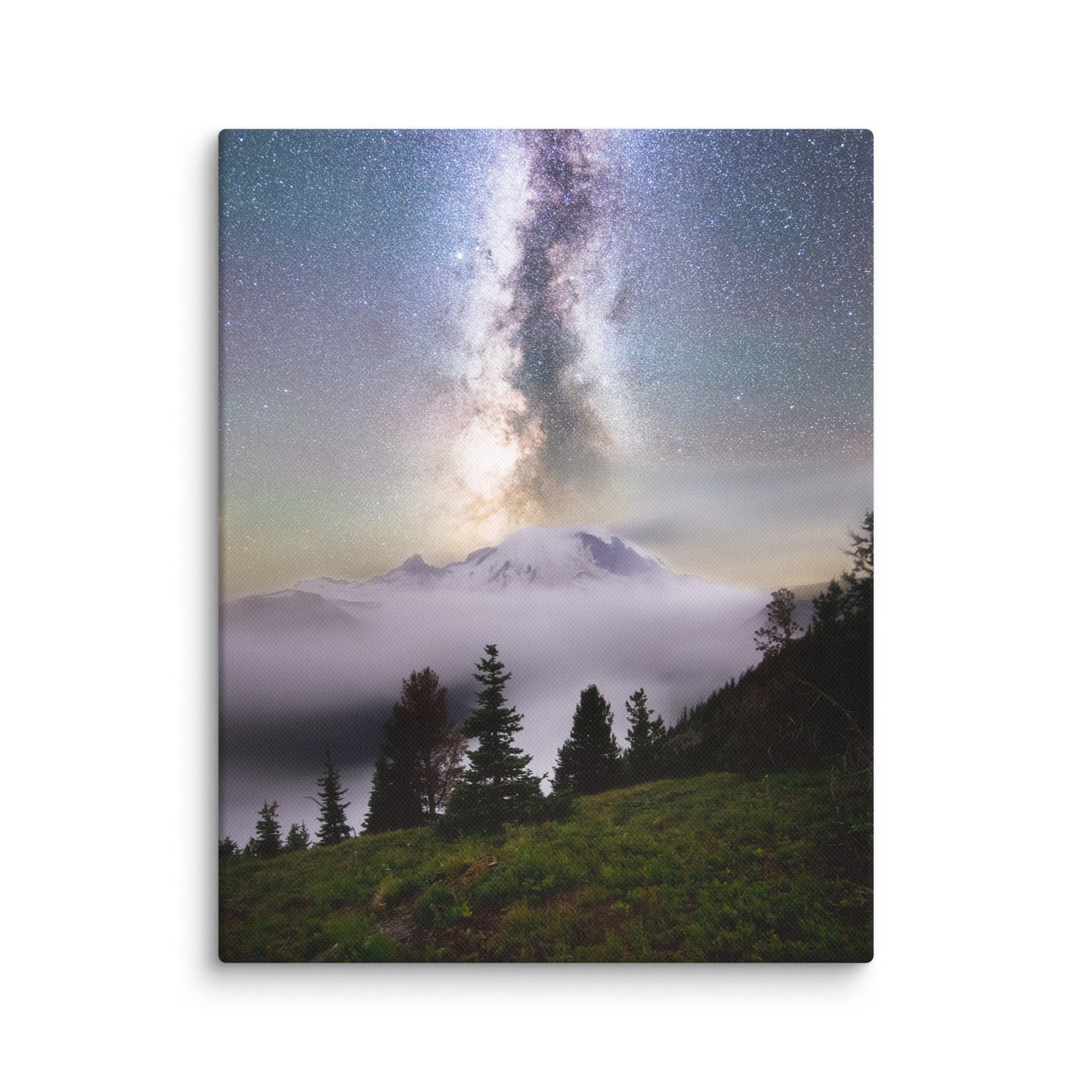 Dreamy, Milky Way Over Mount Rainier, Silver Forest Trail - Canvas Print
