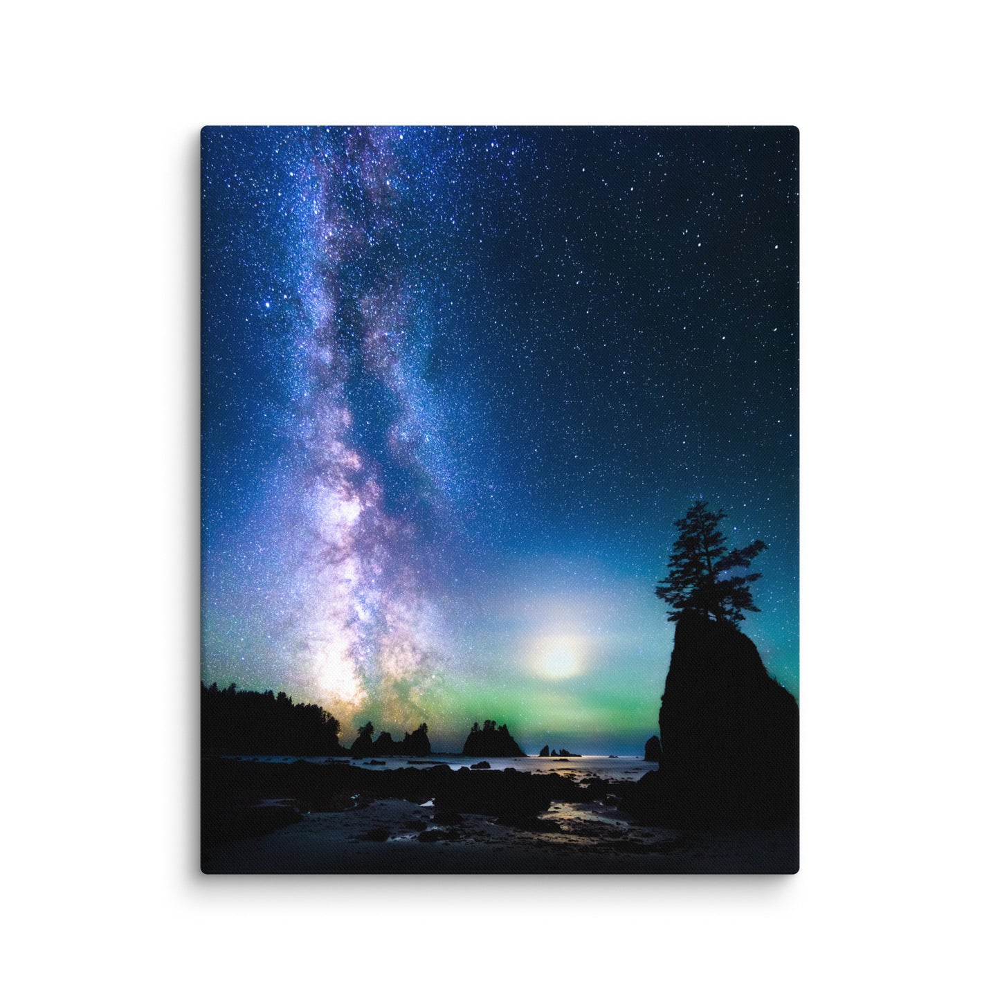 Ocean, Milky Way At Shi Shi Beach, WA - Canvas Print