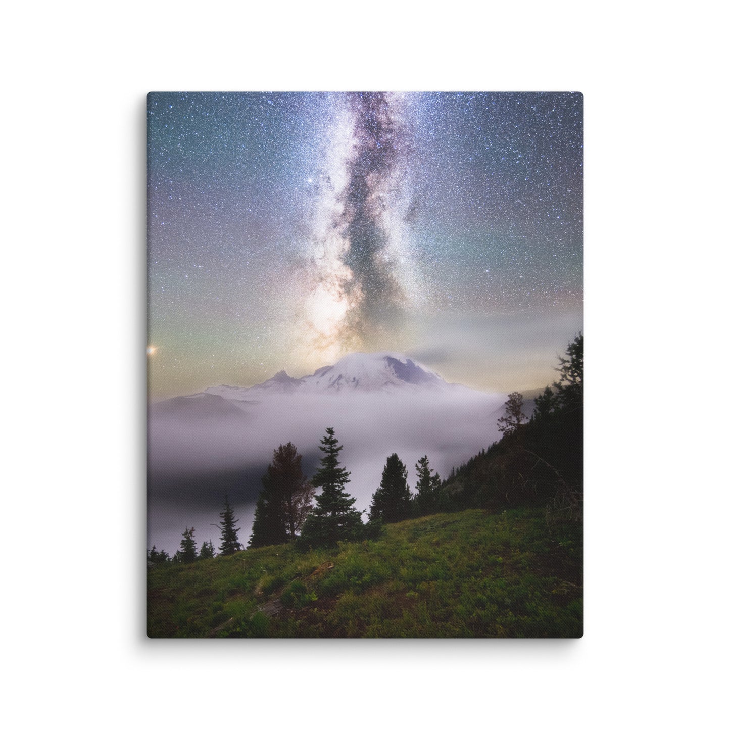 Dreamy, Milky Way Over Mount Rainier, Silver Forest Trail - Canvas Print
