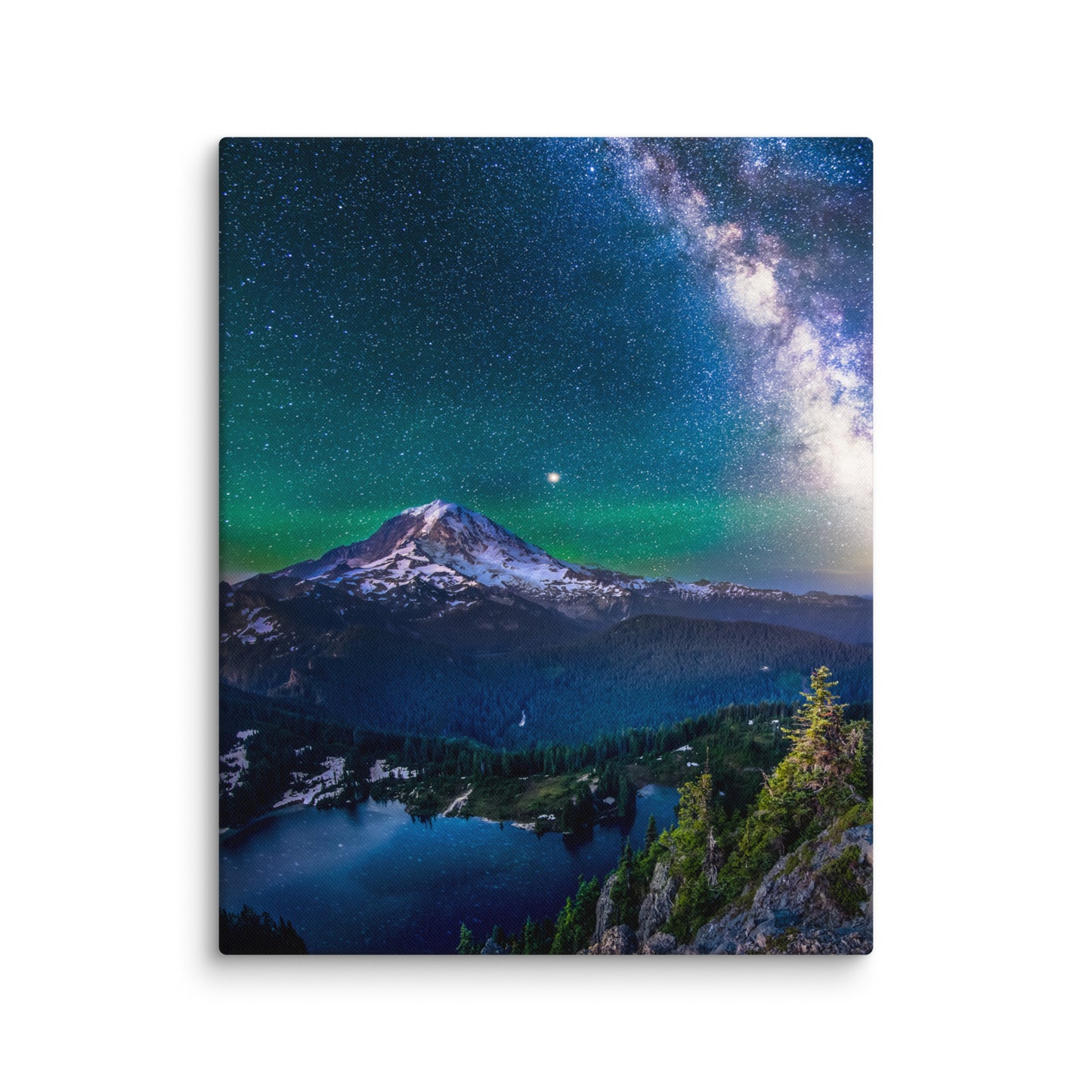 Milky Way Over Mount Rainier From Tolmie Peak - Canvas Print