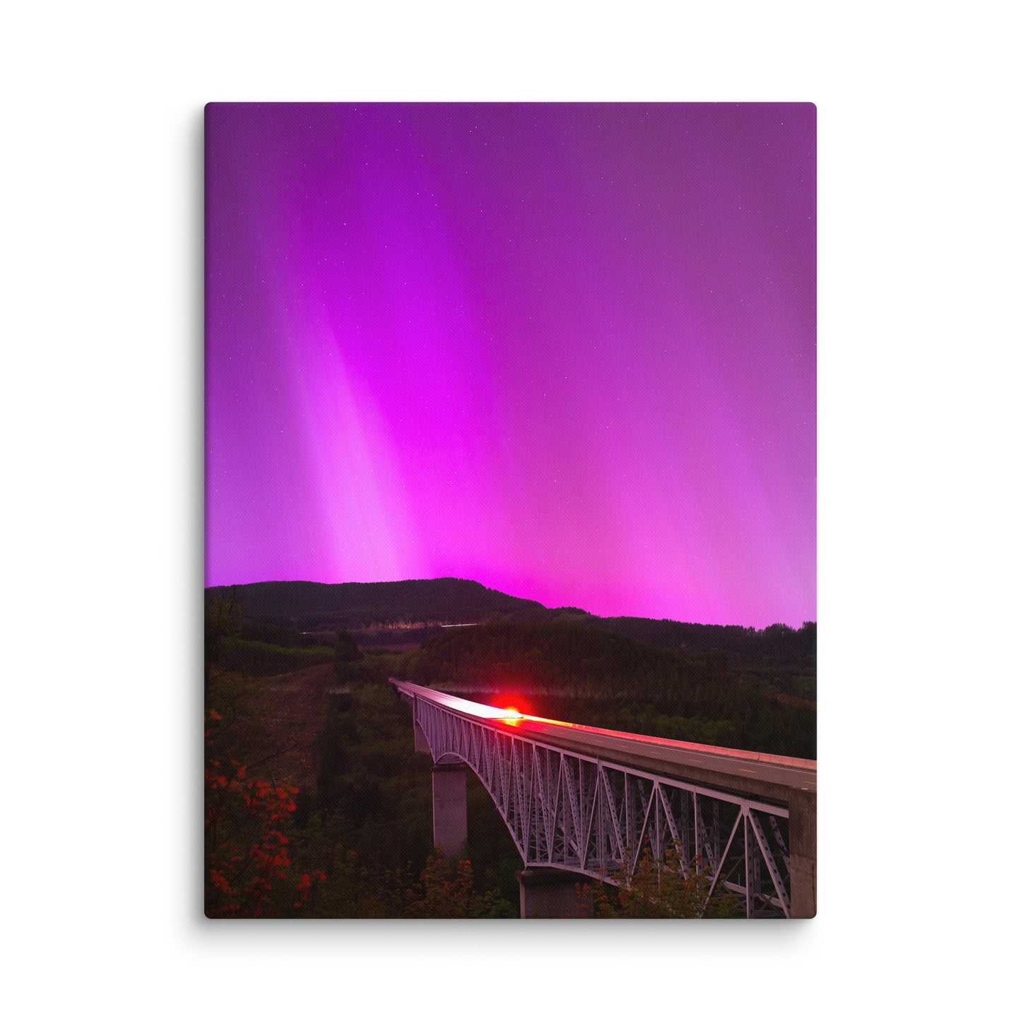 Aurora Borealis Above Hoffstadt Creek Bridge - Canvas Print