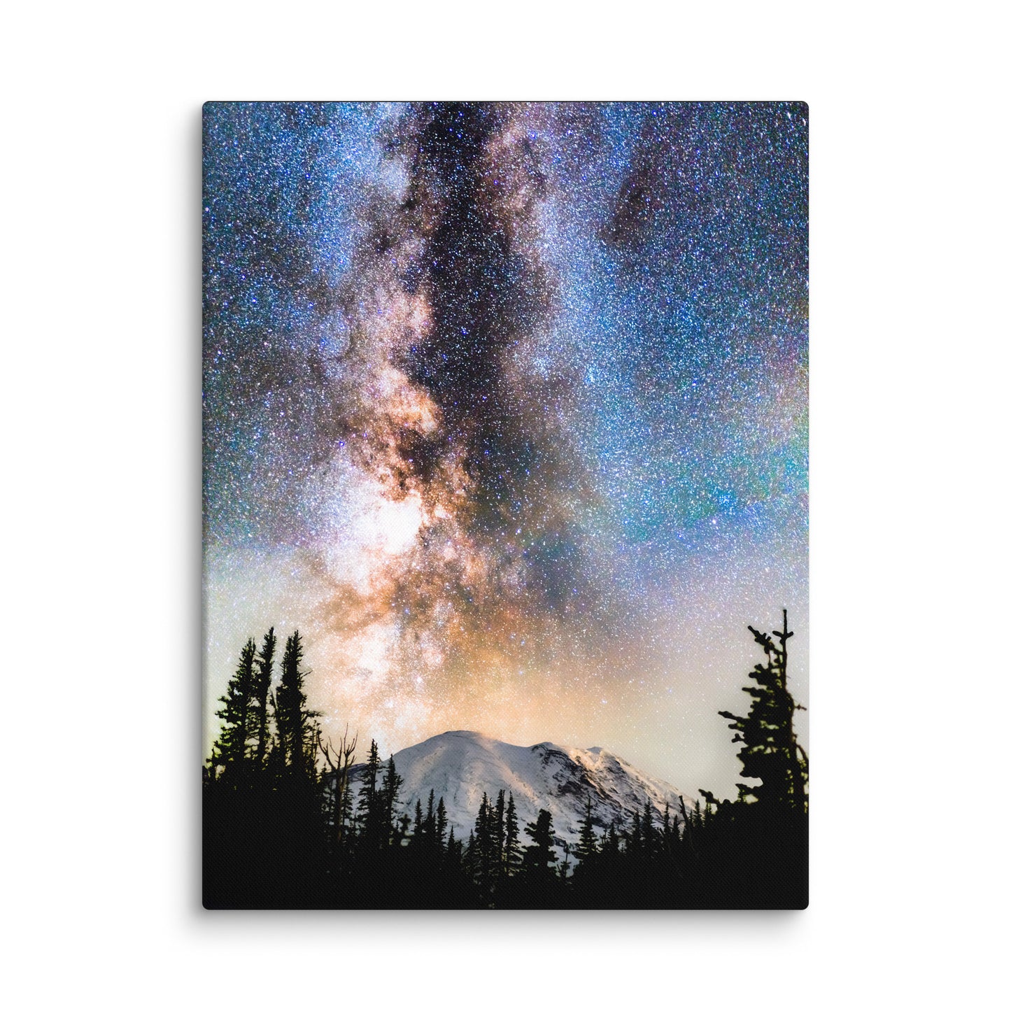 Volcano, Milky Way Rising Over Mount Rainier - Canvas Print
