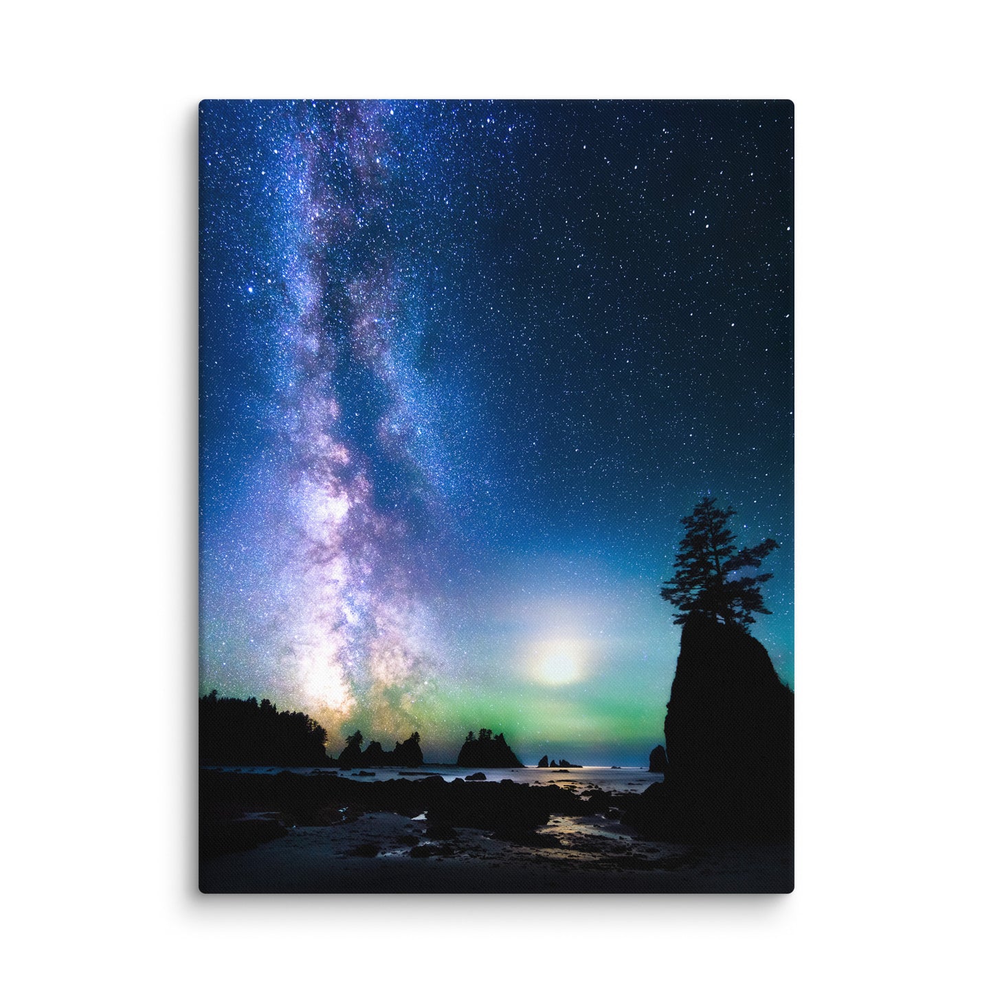 Ocean, Milky Way At Shi Shi Beach, WA - Canvas Print