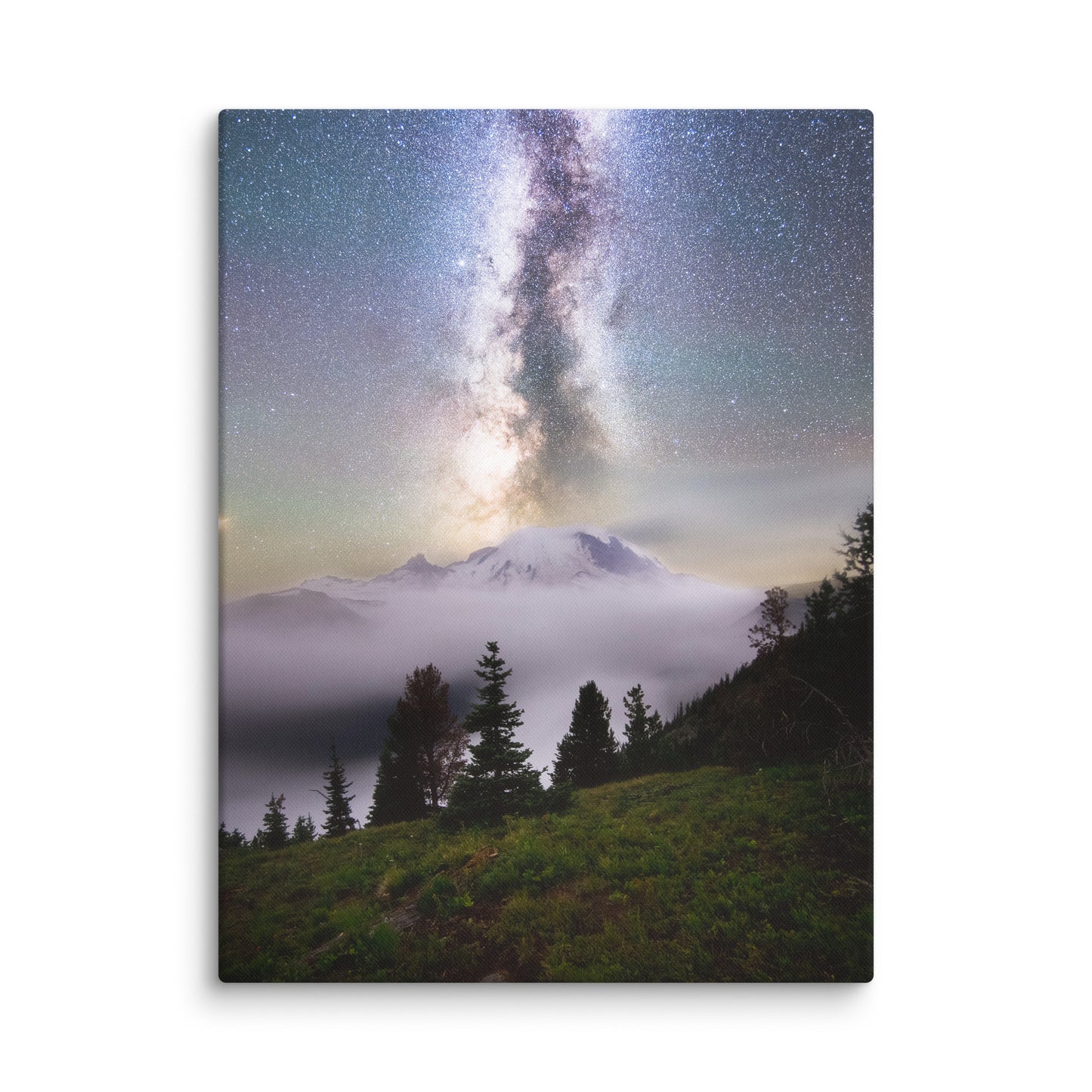Dreamy, Milky Way Over Mount Rainier, Silver Forest Trail - Canvas Print
