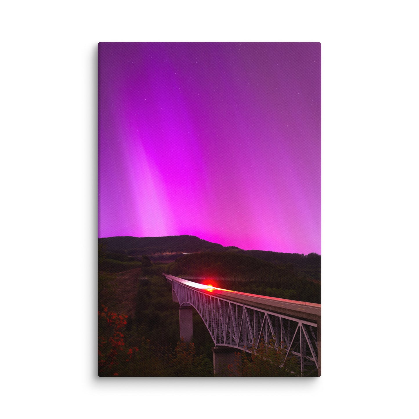Aurora Borealis Above Hoffstadt Creek Bridge - Canvas Print