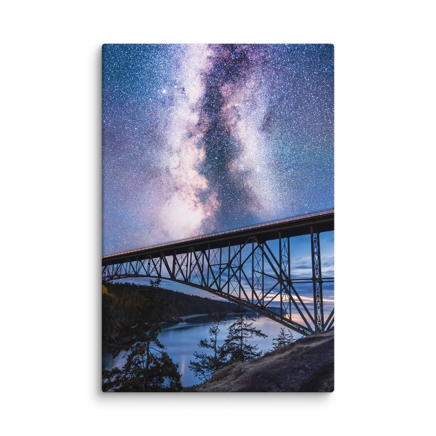 Milky Way Over Deception Pass Bridge - Canvas Print