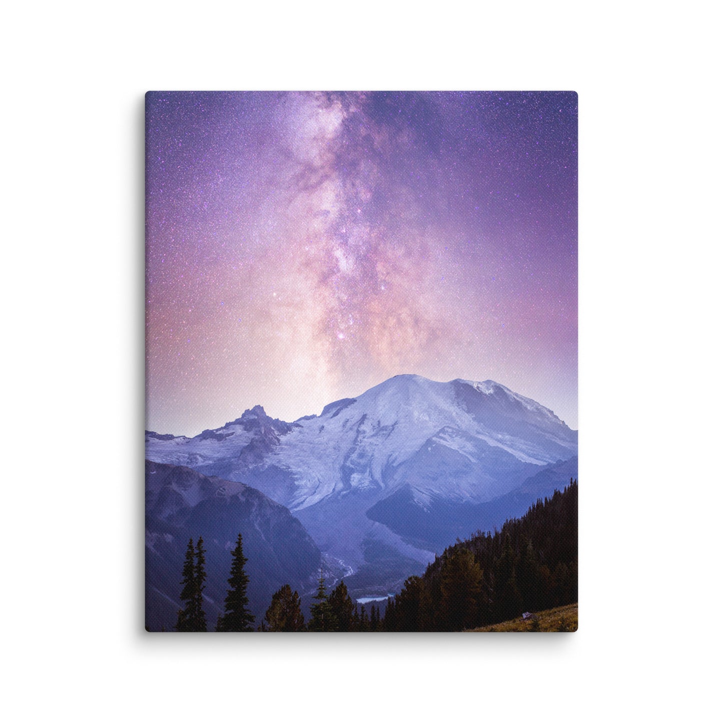 Purple Haze, Milky Way Over Mount Rainier - Canvas Print