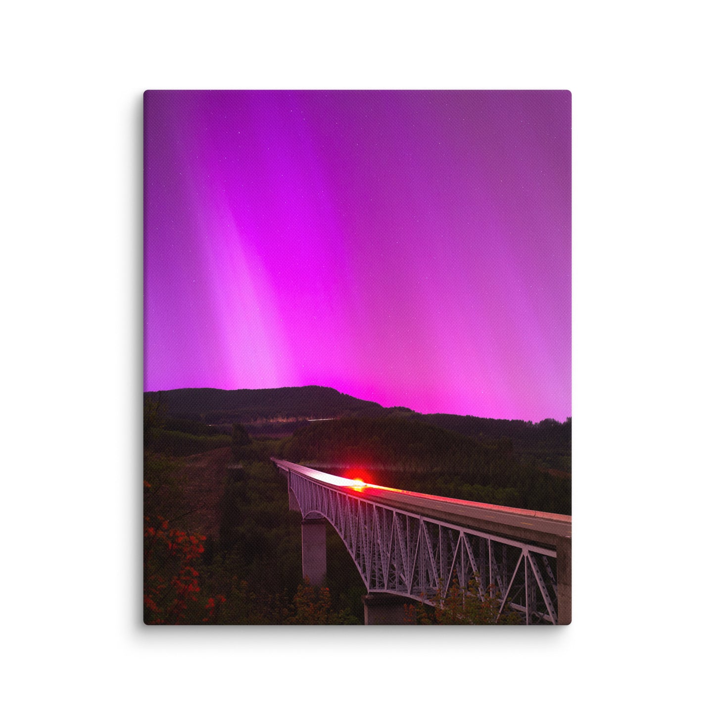 Aurora Borealis Above Hoffstadt Creek Bridge - Canvas Print