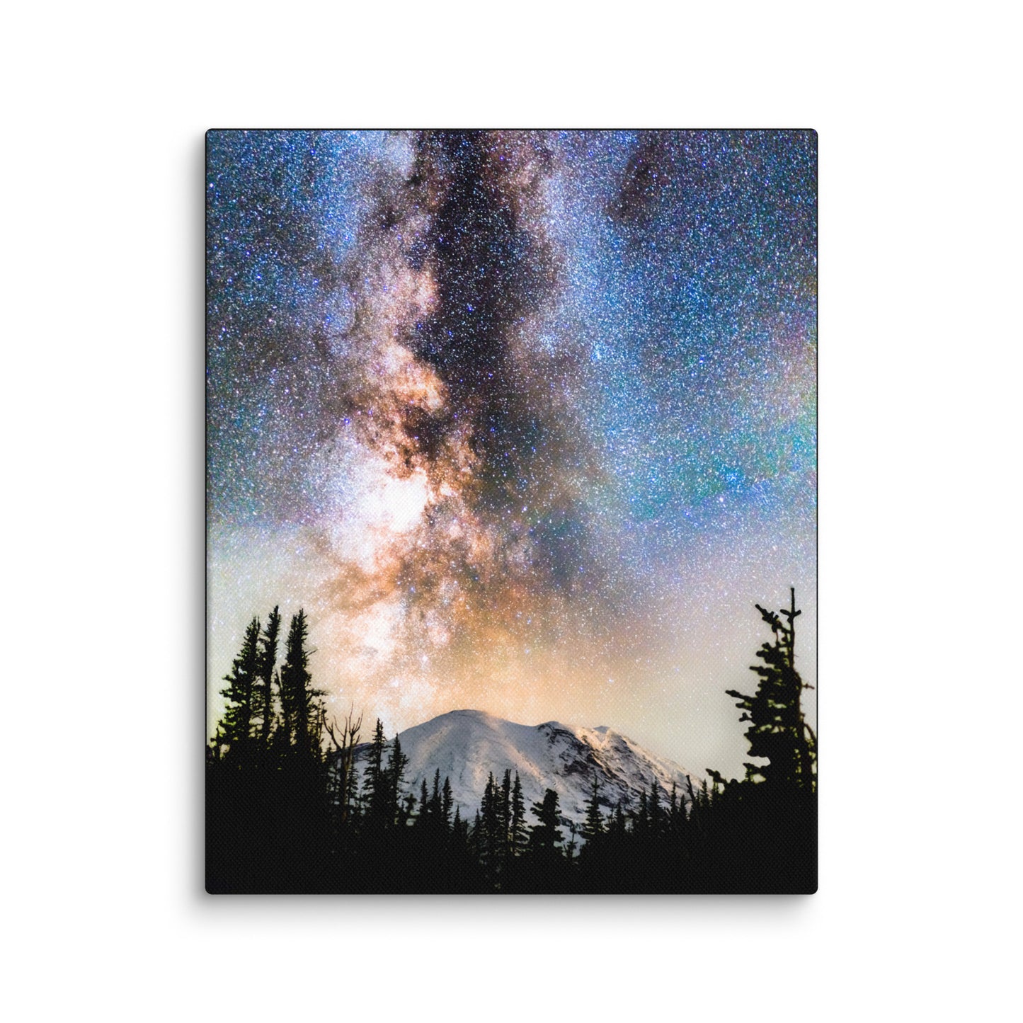 Volcano, Milky Way Rising Over Mount Rainier - Canvas Print