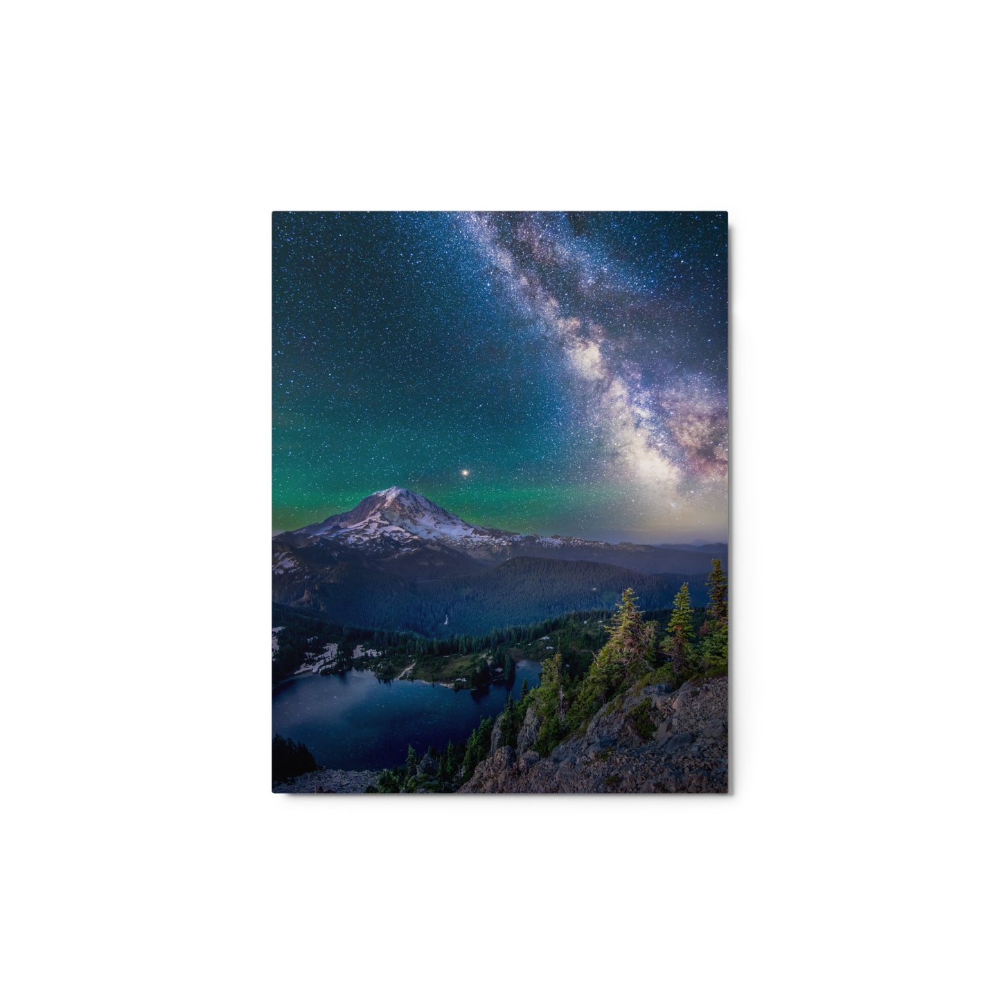 Milky Way Over Mount Rainier From Tolmie Peak - Metal Print