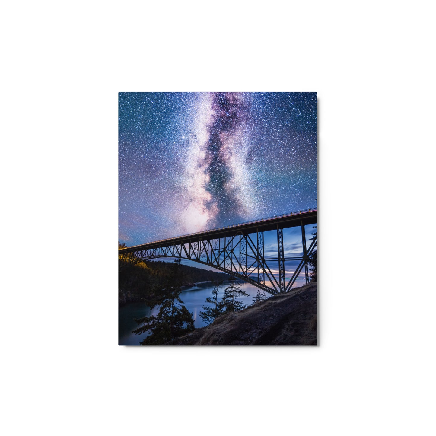 Milky Way Over Deception Pass Bridge - Metal Print