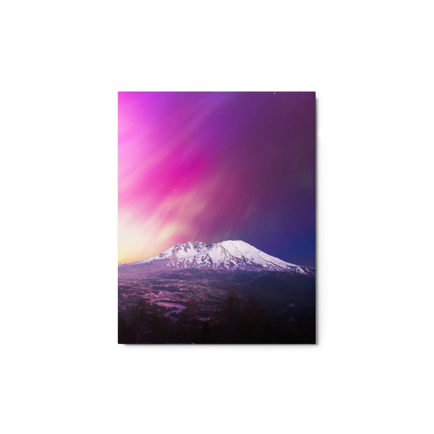 Aurora Borealis Over Mount St. Helens - Metal Print