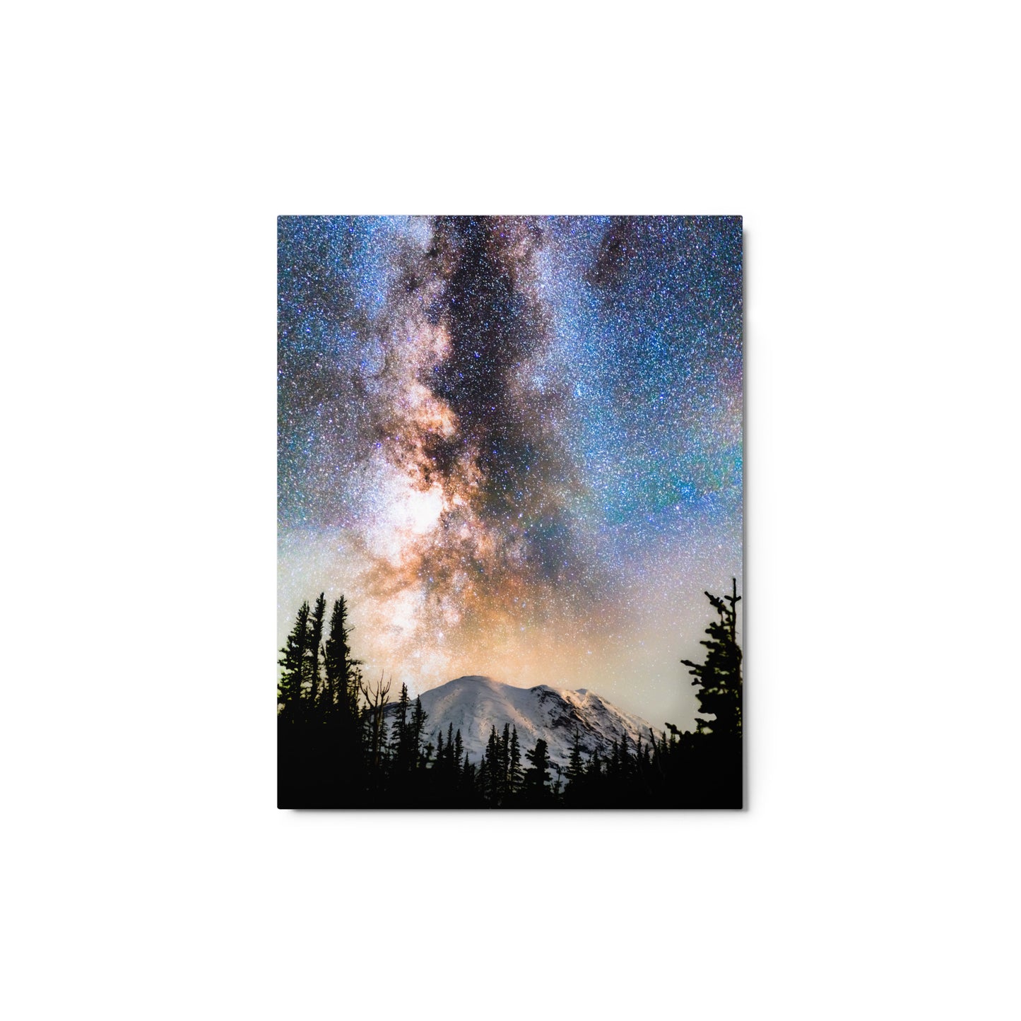 Volcano, Milky Way Rising Over Mount Rainier - Metal Print
