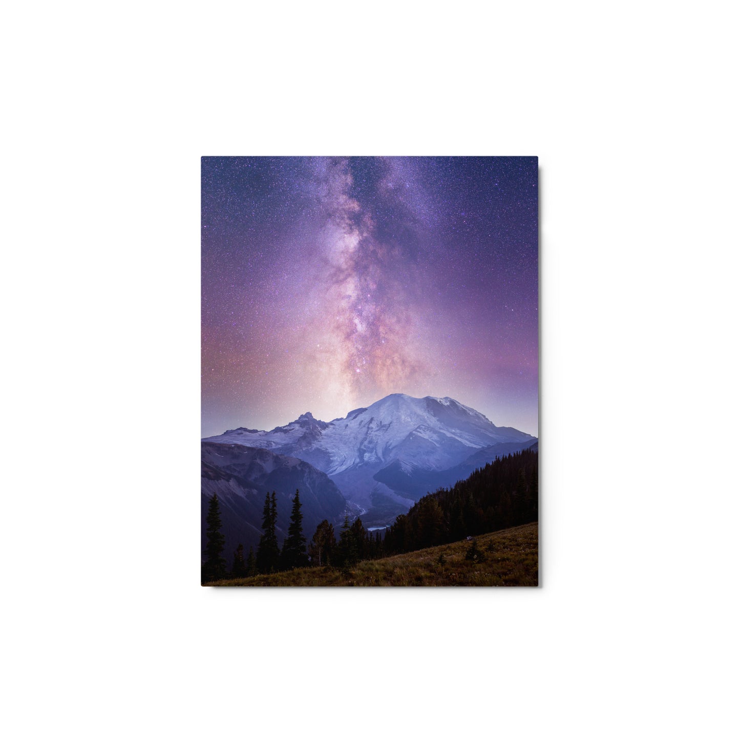 Purple Haze, Milky Way Over Mount Rainier - Metal Print