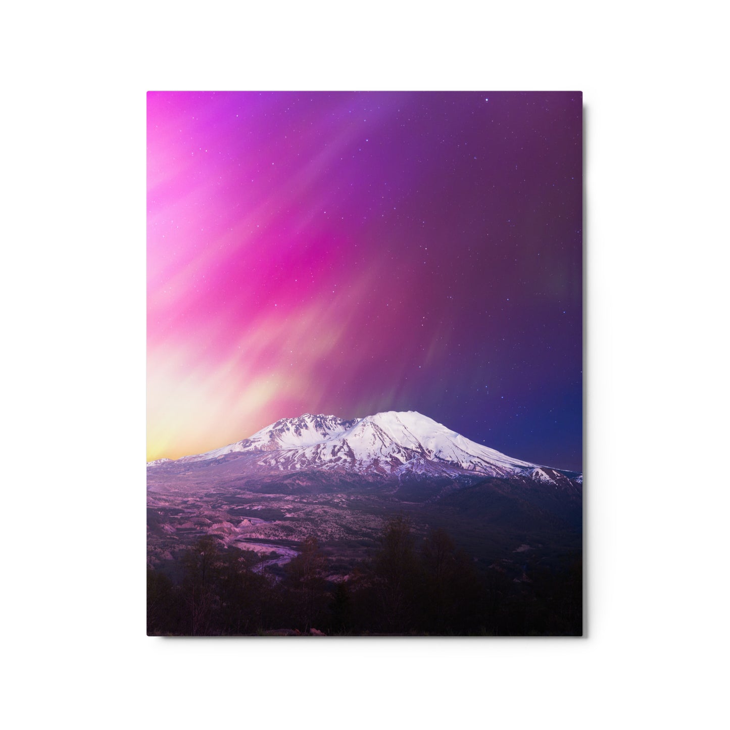 Aurora Borealis Over Mount St. Helens - Metal Print