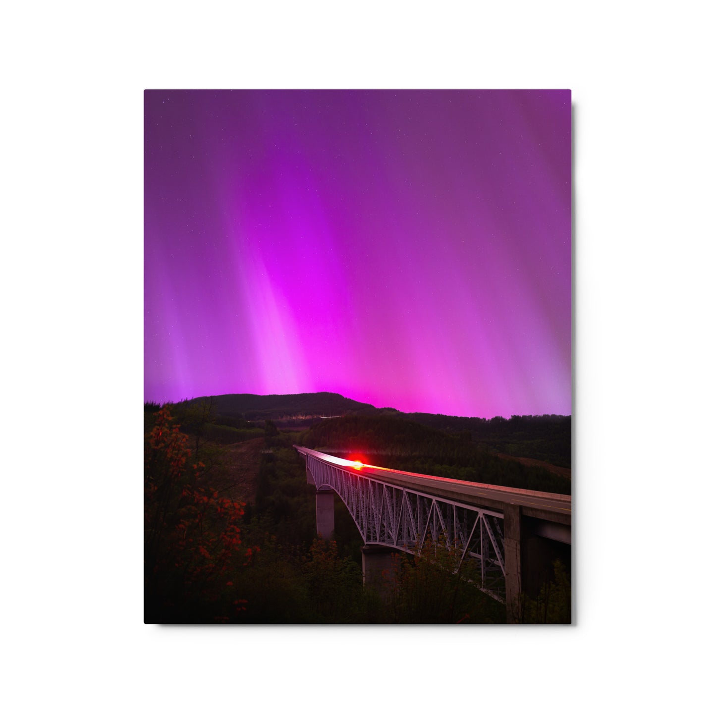 Aurora Borealis Above Hoffstadt Creek Bridge – Metal Print