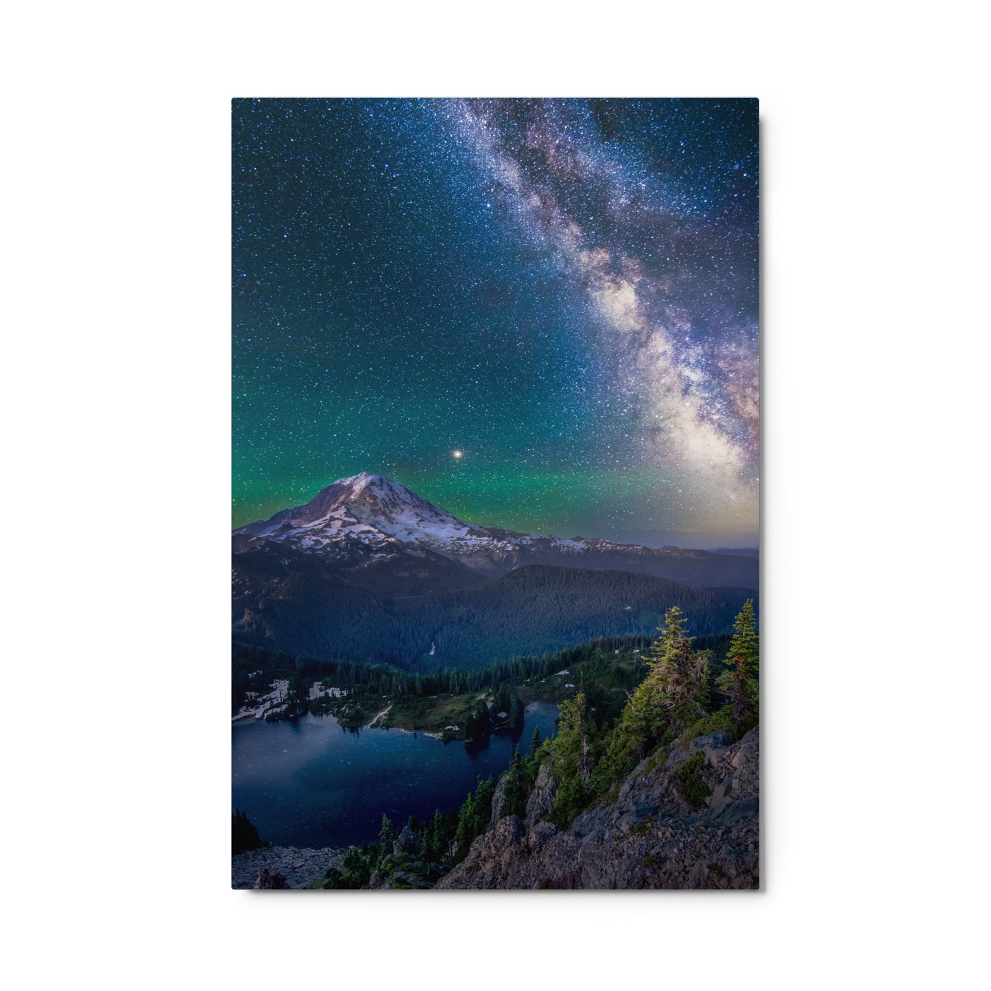 Milky Way Over Mount Rainier From Tolmie Peak - Metal Print