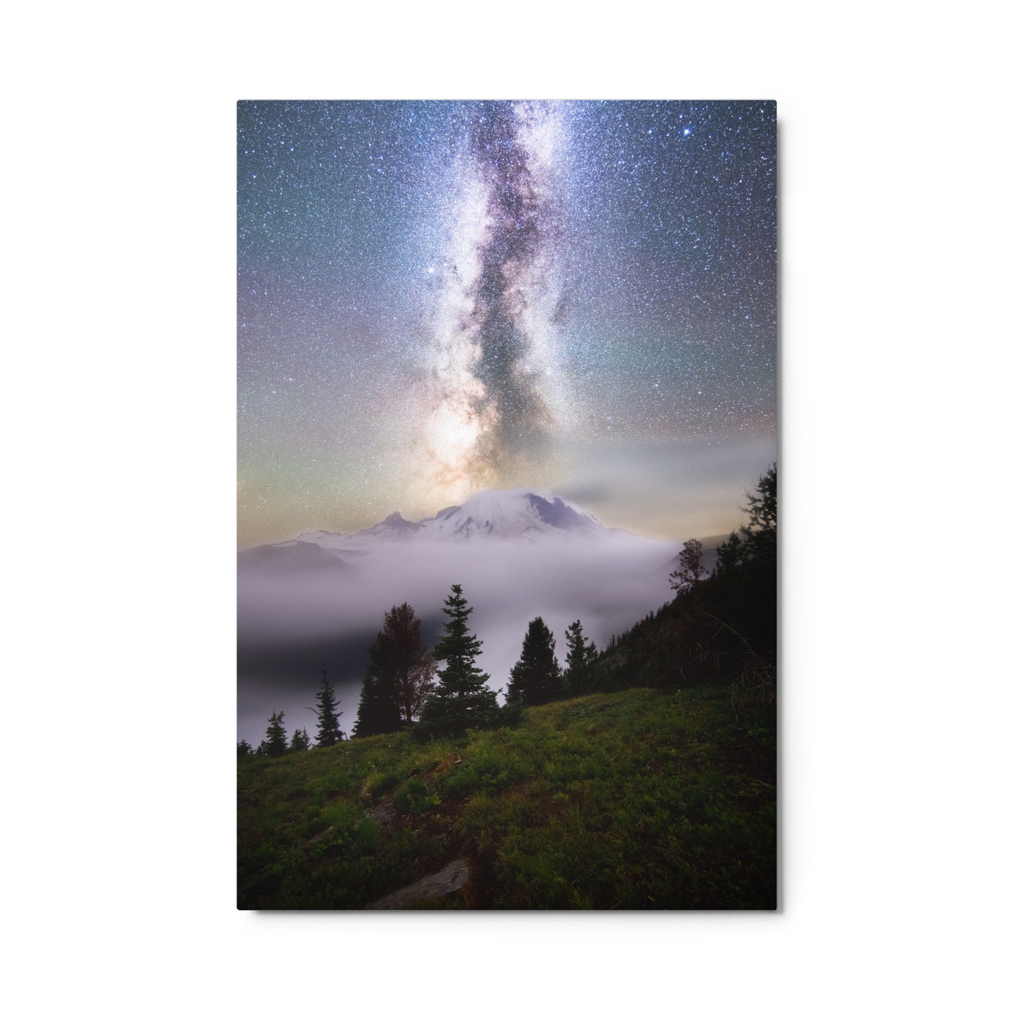 Dreamy, Milky Way Over Mount Rainier, Silver Forest Trail - Metal Print