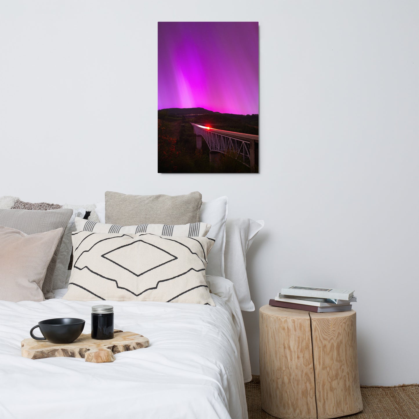 Aurora Borealis Above Hoffstadt Creek Bridge – Metal Print