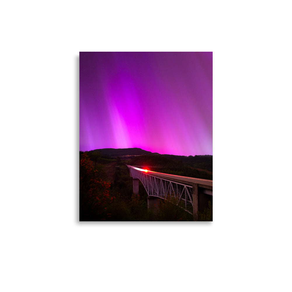 Aurora Borealis Above Hoffstadt Creek Bridge - Lustre Paper Print