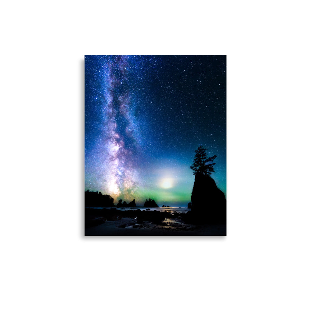 Ocean, Milky Way At Shi Shi Beach - Lustre Paper Print