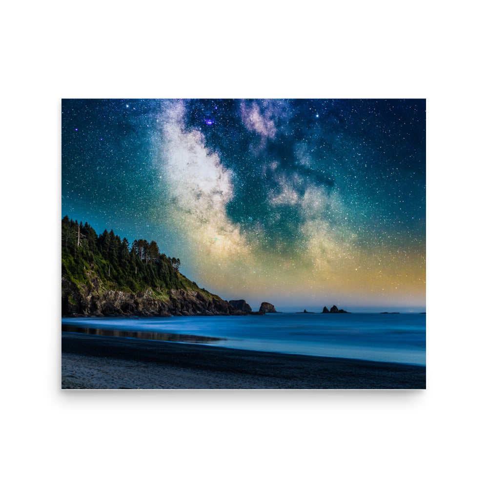 Milky Way Over La Push, Beach One - Lustre Paper Print