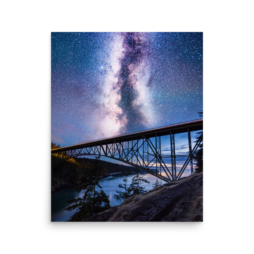 Milky Way Over Deception Pass Bridge - Lustre Paper Print