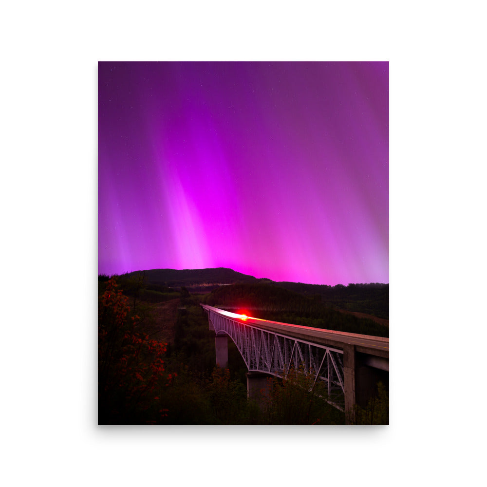 Aurora Borealis Above Hoffstadt Creek Bridge - Lustre Paper Print