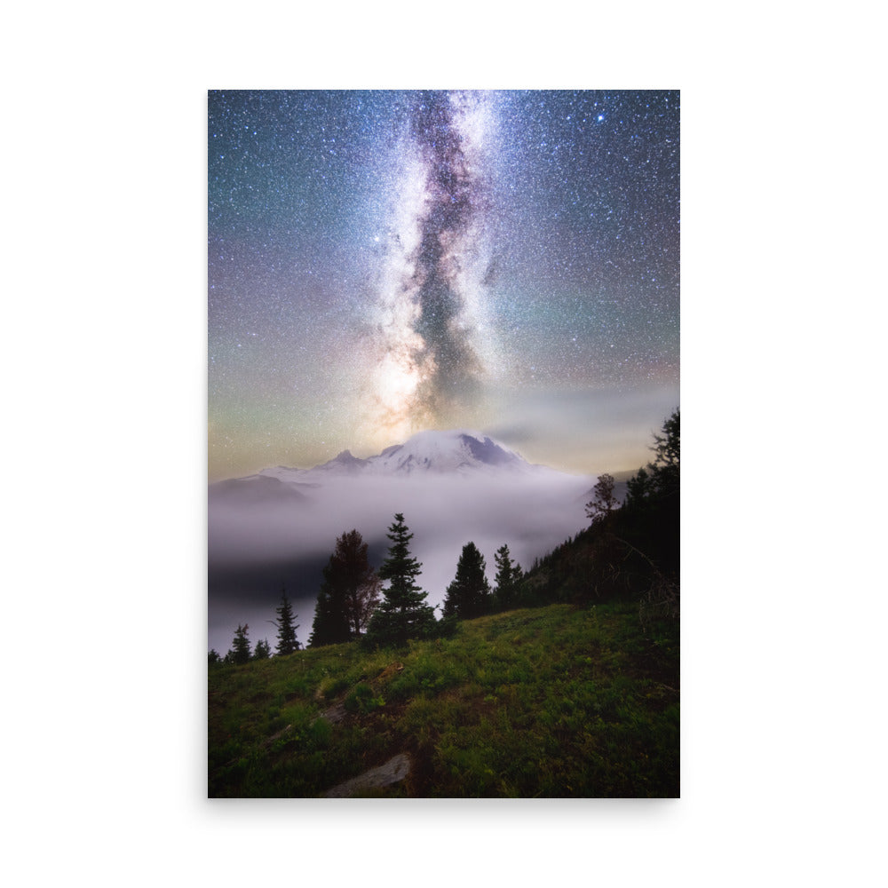 Dreamy, Milky Way Over Mount Rainier, Silver Forest Trail - Lustre Paper Print