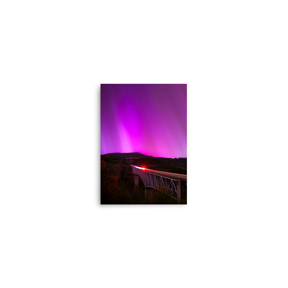Aurora Borealis Above Hoffstadt Creek Bridge - Lustre Paper Print