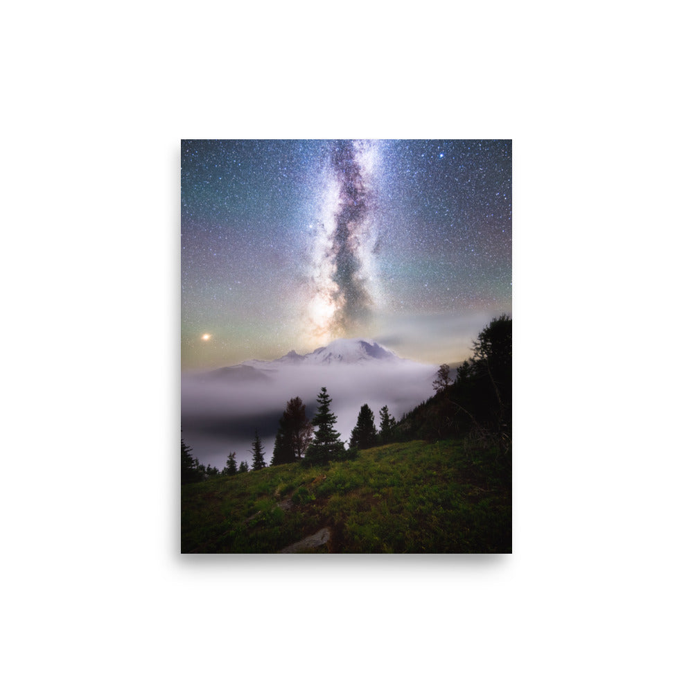 Dreamy, Milky Way Over Mount Rainier, Silver Forest Trail - Lustre Paper Print