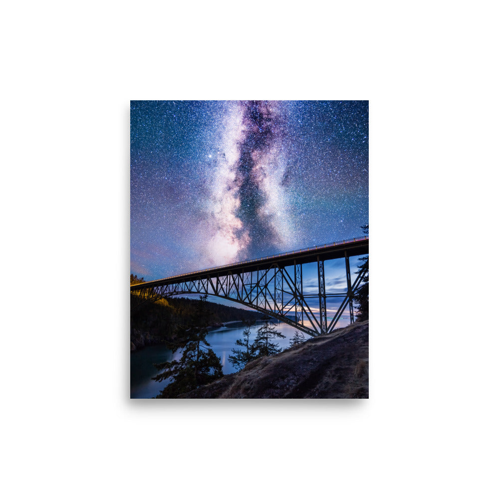 Milky Way Over Deception Pass Bridge - Lustre Paper Print