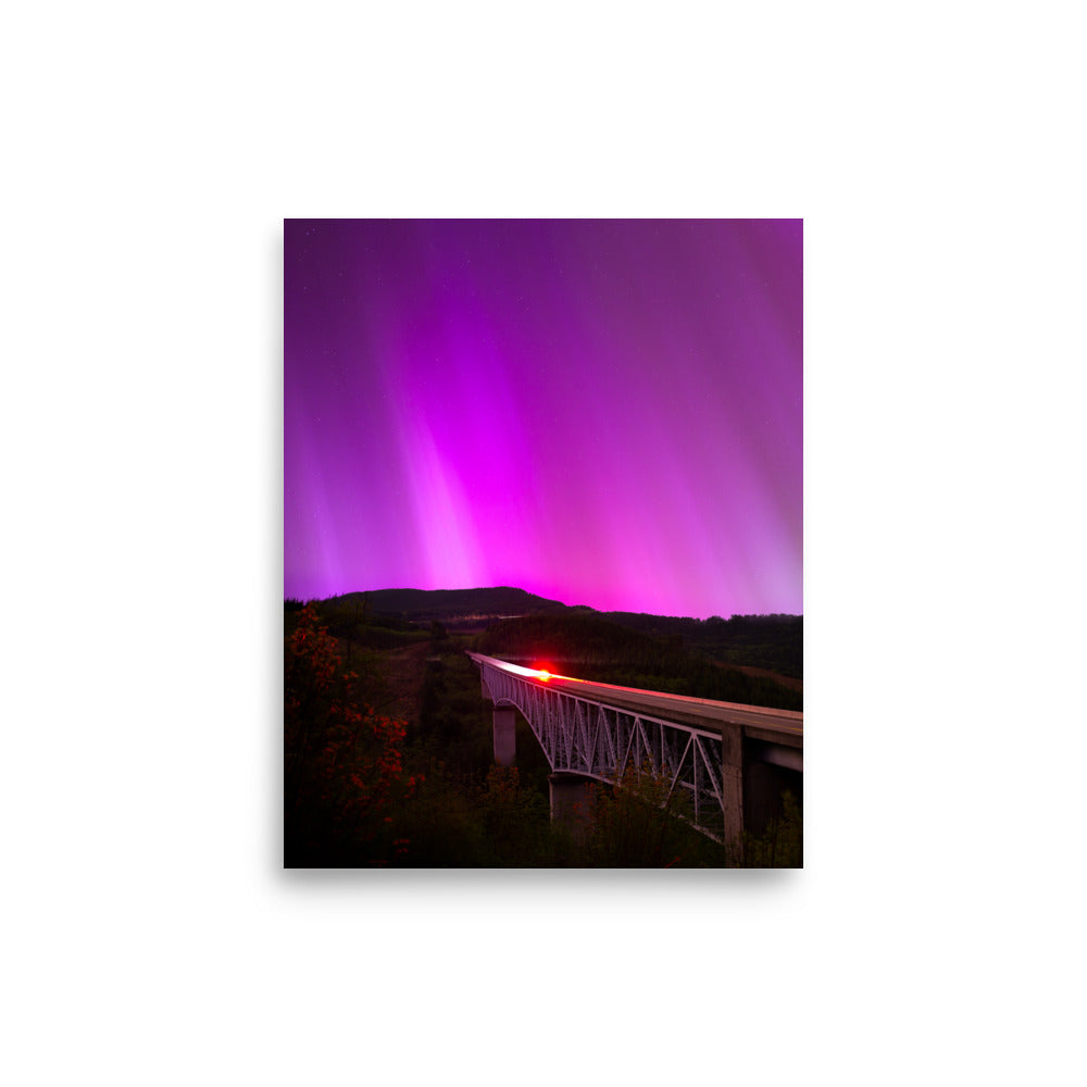 Aurora Borealis Above Hoffstadt Creek Bridge - Lustre Paper Print
