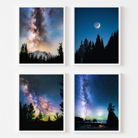 Nighttime Silhouettes - Milky Way Landscape - Lustre Paper Print Bundles