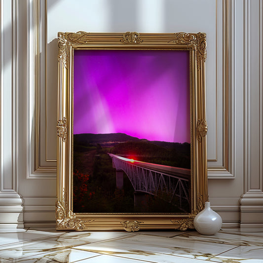 Aurora Borealis Above Hoffstadt Creek Bridge - Lustre Paper Print