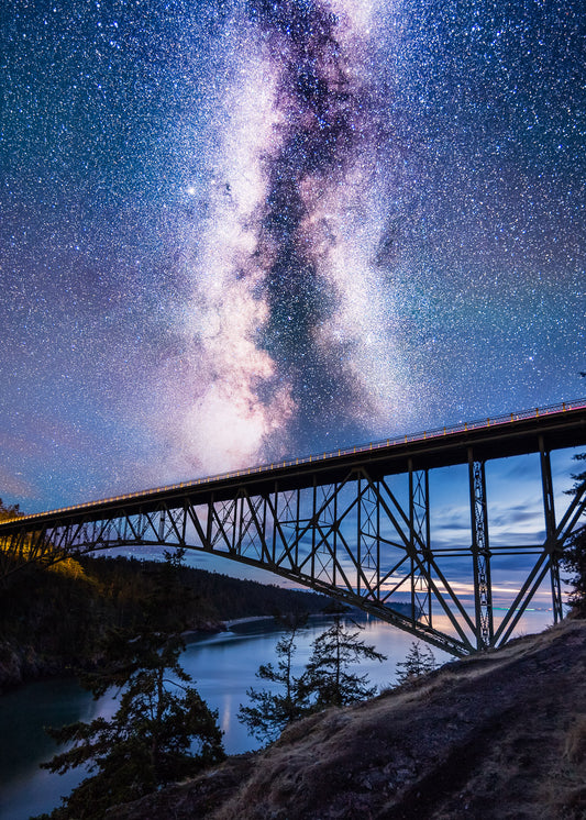 Milky Way Over Deception Pass Bridge - Lustre Paper Print