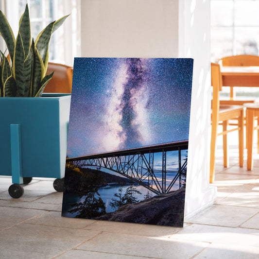 Milky Way Over Deception Pass Bridge - Canvas Print