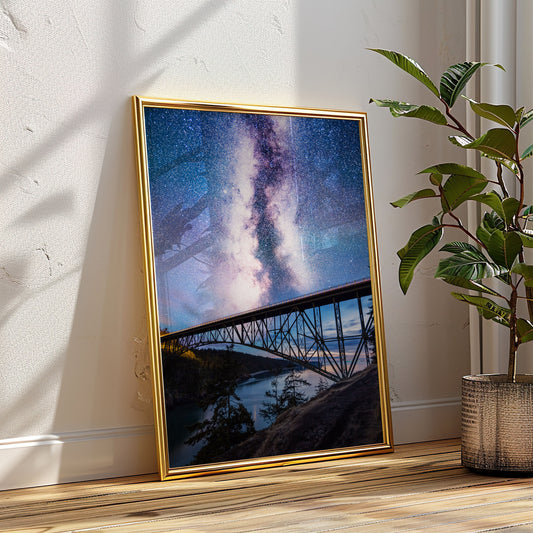 Milky Way Over Deception Pass Bridge - Lustre Paper Print