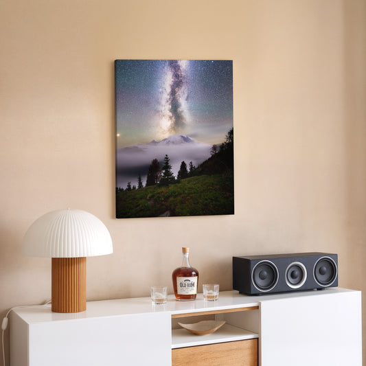 Dreamy, Milky Way Over Mount Rainier, Silver Forest Trail - Canvas Print