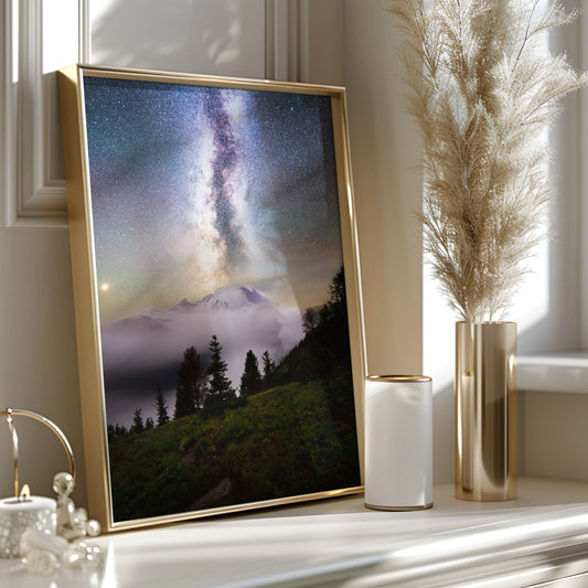 Dreamy, Milky Way Over Mount Rainier, Silver Forest Trail - Lustre Paper Print