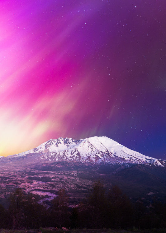 Aurora Borealis Over Mount St. Helens - Canvas Print