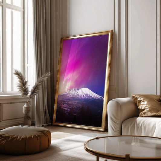 Aurora Borealis Over Mount St. Helens - Lustre Paper Print