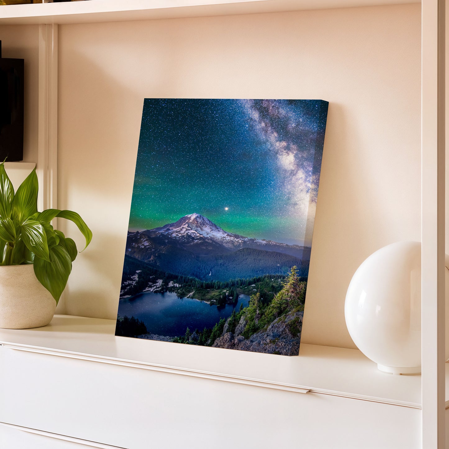 Milky Way Over Mount Rainier From Tolmie Peak - Canvas Print