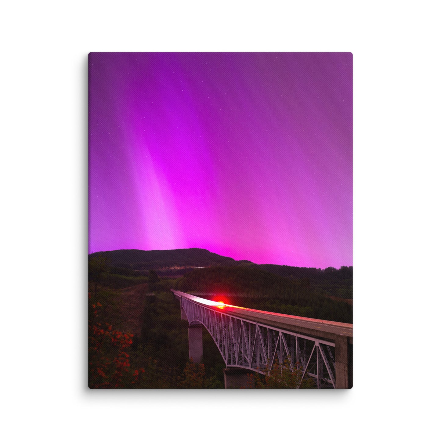 Aurora Borealis Above Hoffstadt Creek Bridge - Canvas Print
