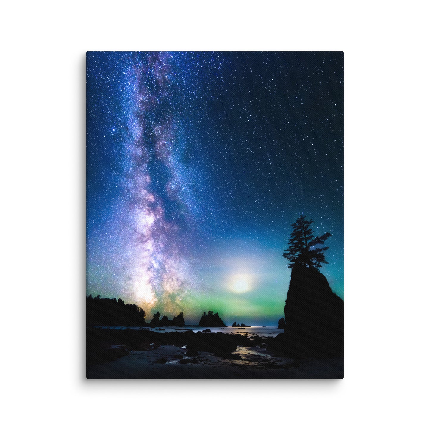 Ocean, Milky Way At Shi Shi Beach, WA - Canvas Print